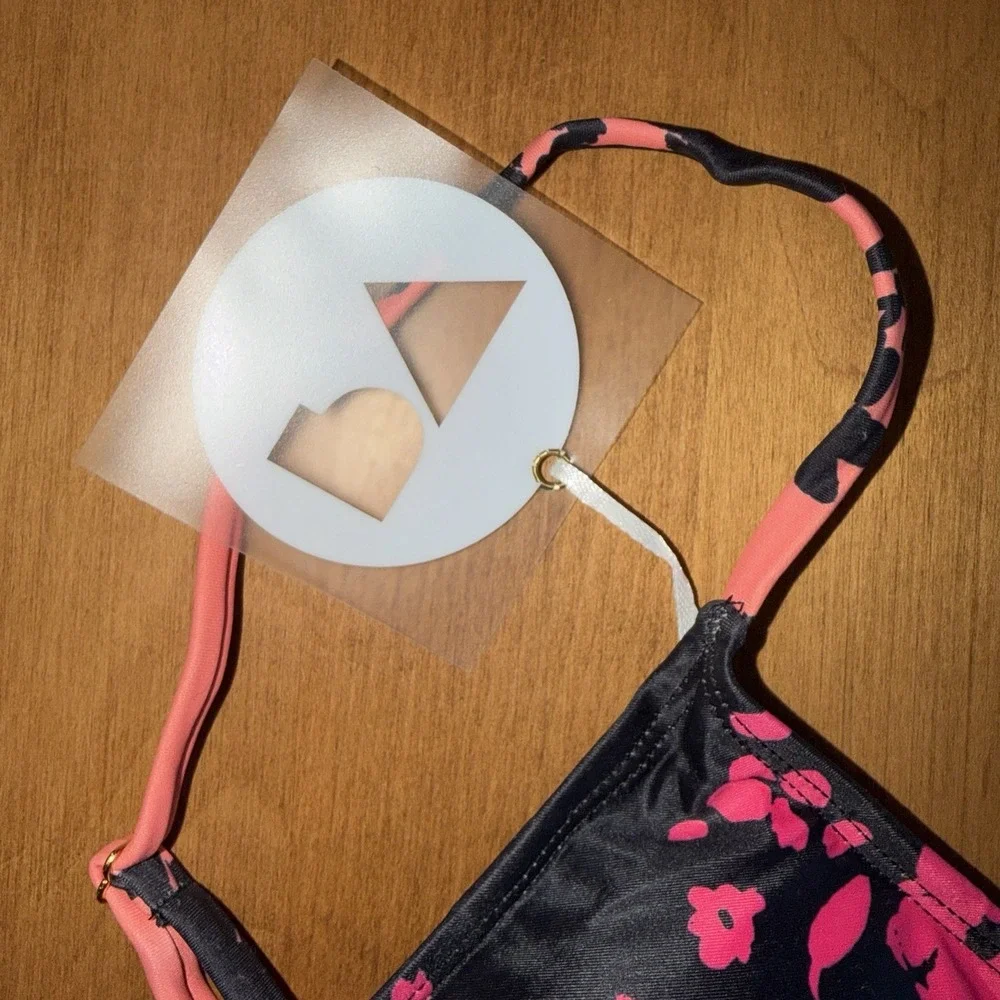 NEW Perfect Vacation Swim x Tillys Neon Floral Bikini TOP Size Small Pink Orange